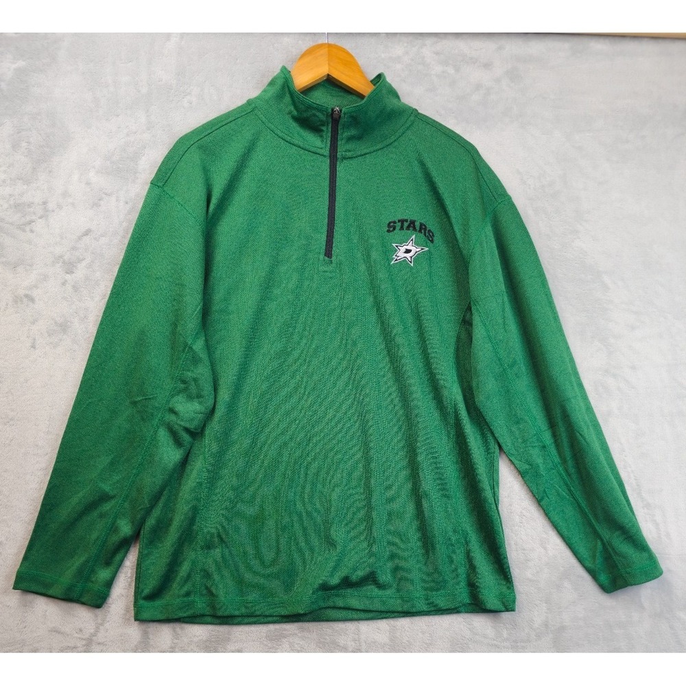NHL Dallas Stars 1/4 Zip Long Sleeve Shirt Mens Medium Green